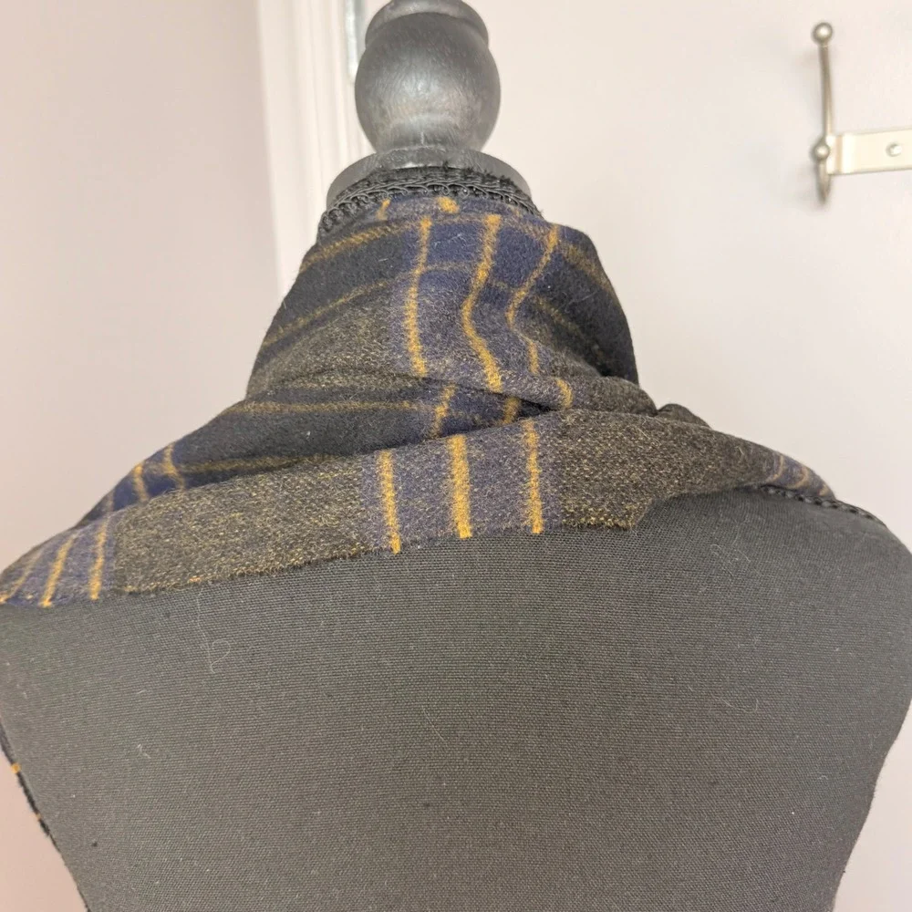 Cisco Baskin Vintage Cashmere Wool Scarf Plaid Hand Loomed West Germany 47x11.25